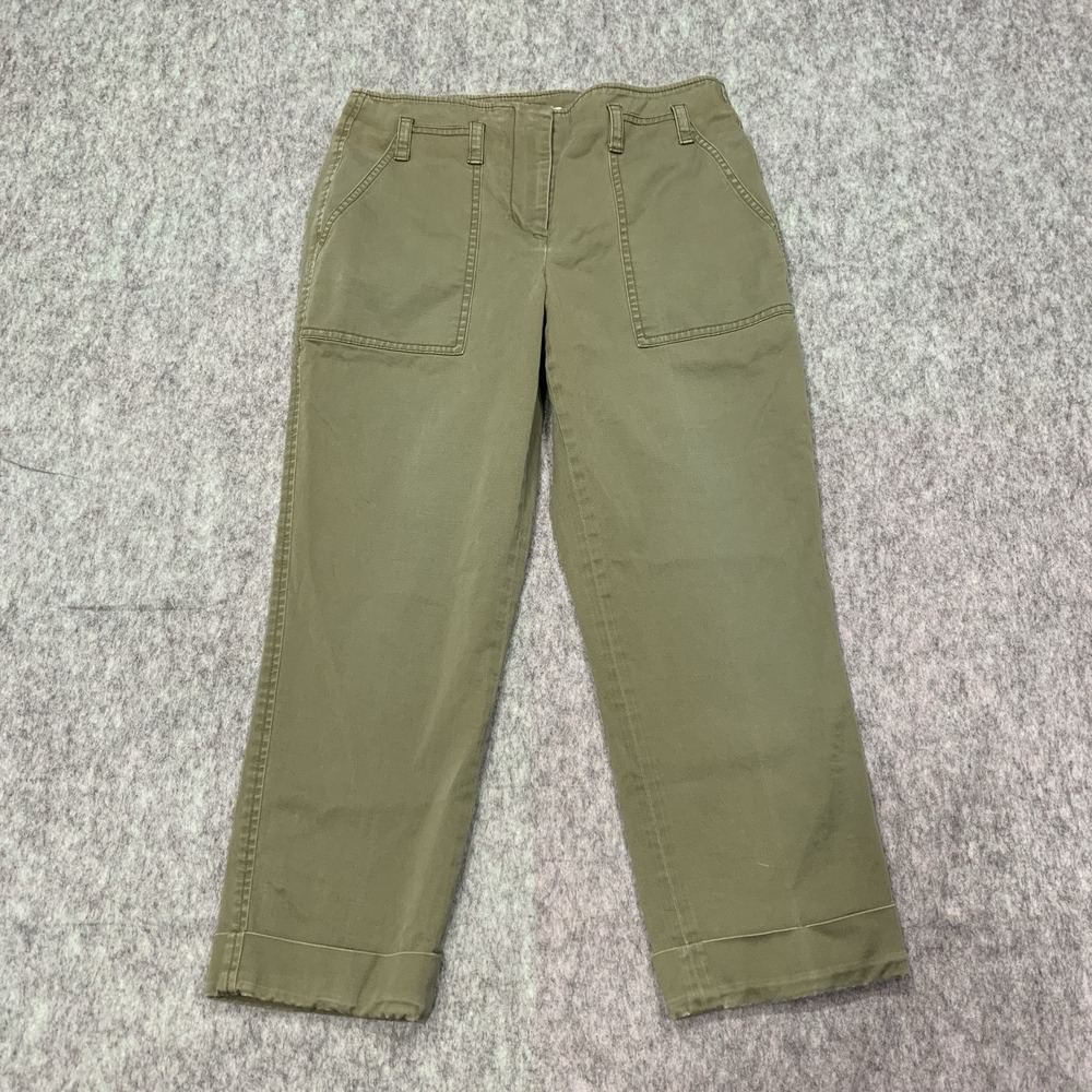 3.1 Phillip Lim Women's Cargo Pants Olive Green Distress Cropped Pants - Size 4